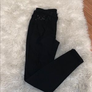 Black distressed high waisted true religion jeans